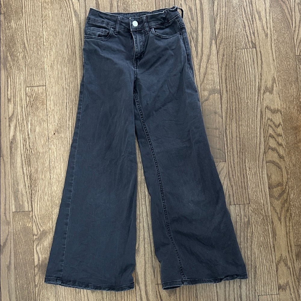 H&M Kids - Girls Black Wide-Leg Jeans Size 8